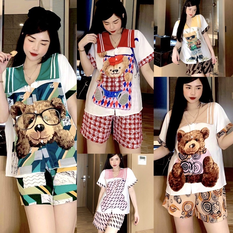 [Hàng mới về] Đồ bộ mặc nhà LỤA MANGO đùi ngắn cổ vuông thuỷ thủ cực xinh và đáng yêu cho bạn nữ