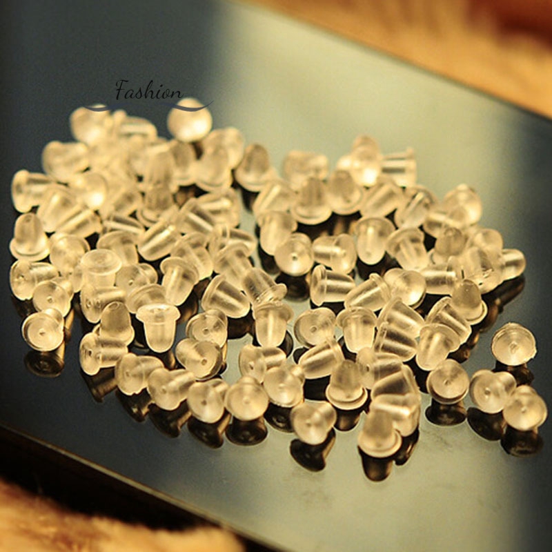 Set 100 Nút Khuyên Tai Nhựa Mềm Trong Suốt