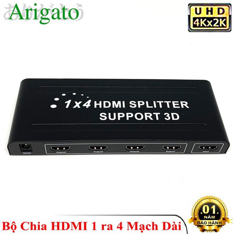 Bộ chia HDMI 1 ra 4 1080 2k  4K , HUB HDMI 1 ra 4 hỗ trợ 3D mạch dài