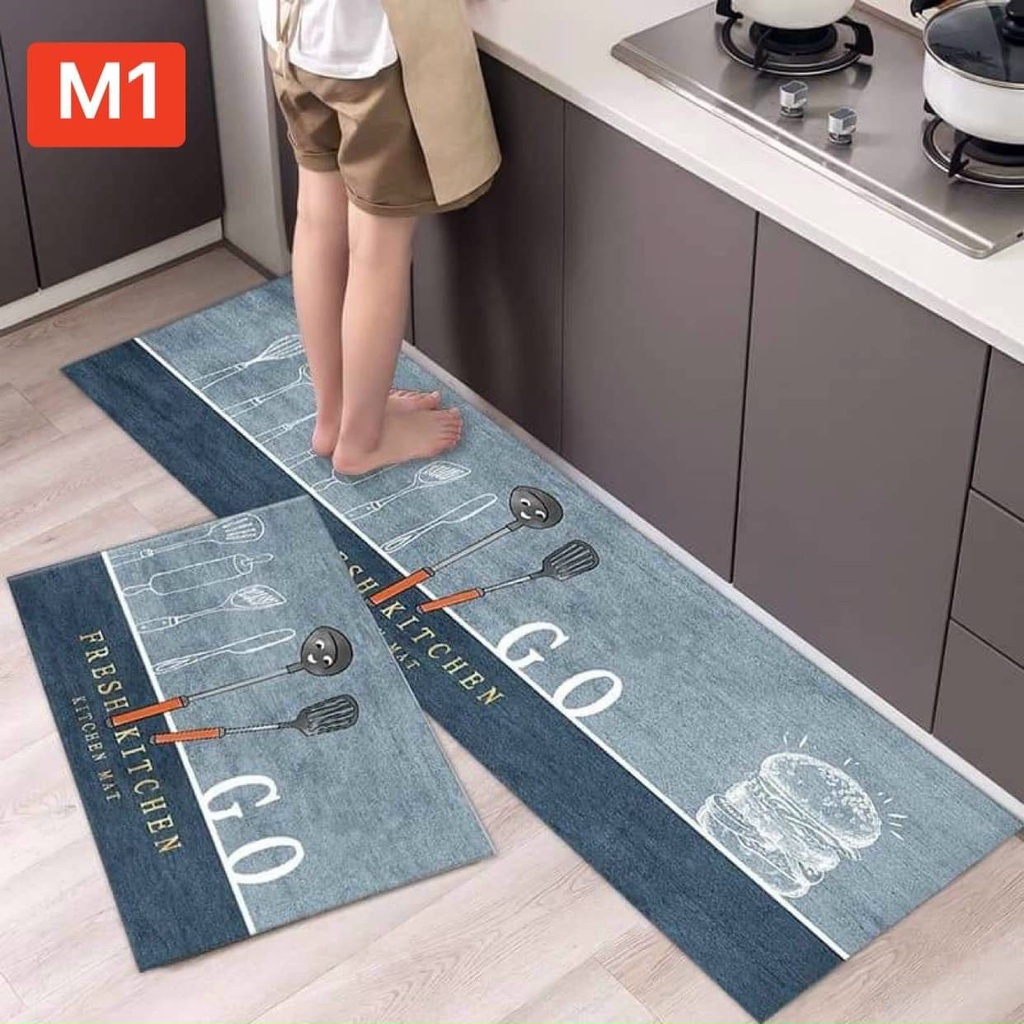 Thảm bếp chống trơn trượt họa tiết đẹp - thảm chùi chân lau chân siêu thấm hút nước in 3d siêu đẹp