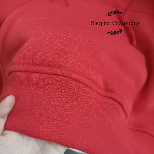 [Kèm hình thật] Hoodie nỉ dày đỏ tươi red basic hoodie unisex | BigBuy360 - bigbuy360.vn