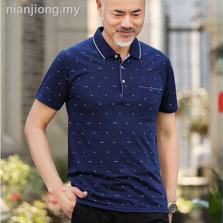 áo polo Tay Ngắn Dáng Rộng Vải Cotton Thời Trang Mùa Hè Cho Nam Trung Niên 40-50 Tuổi