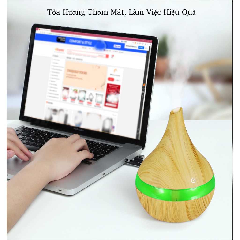 Máy Xông Tinh Dầu Bầu Tiên Vân Gỗ , Phun Sương Tạo ẩm Chống Khô Da | Khuếch Tán Tinh Dầu Thơm Mát Phòng, Đuổi Muỗi