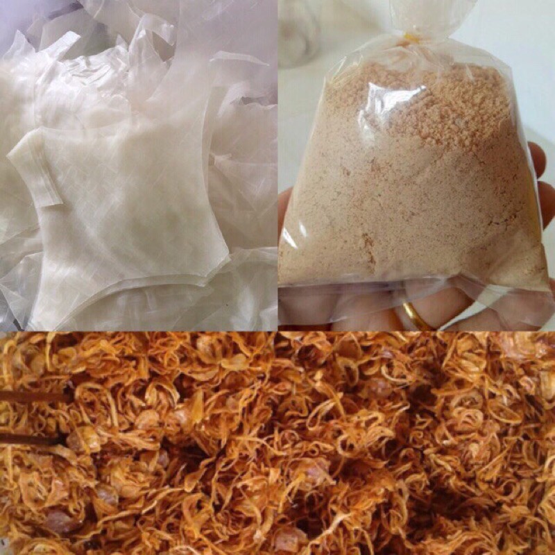 0.5 kg bánh tráng dẻo phơi sương + 100g muối nhuyễn hành phi(set xike bánh tráng lá,dẻo tôm mix..)