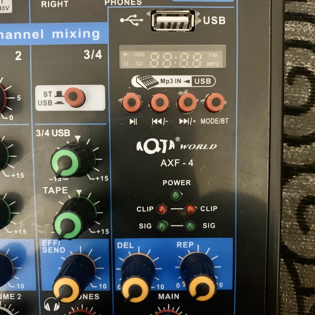 Bàn Trộn âm thanh Mixer mini AXF-4 AQTA USB BLUETOOTH bảo hành 6 tháng