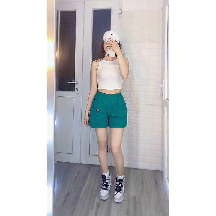 Quần đùi nữ kaki túi ngang chất KAKI cạp chun phong cách hàn quốc mác da loại 1 | BigBuy360 - bigbuy360.vn
