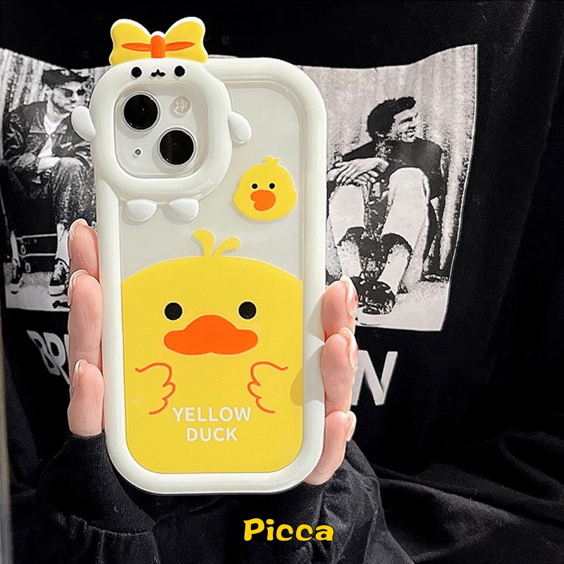 Ốp Điện Thoại Hình Vịt Vàng 3D Dễ Thương Cho IPhone 7plus 11 13 12 14 Pro MAX XR 7 8 6 6S 14 Plus X XS MAX SE 2020