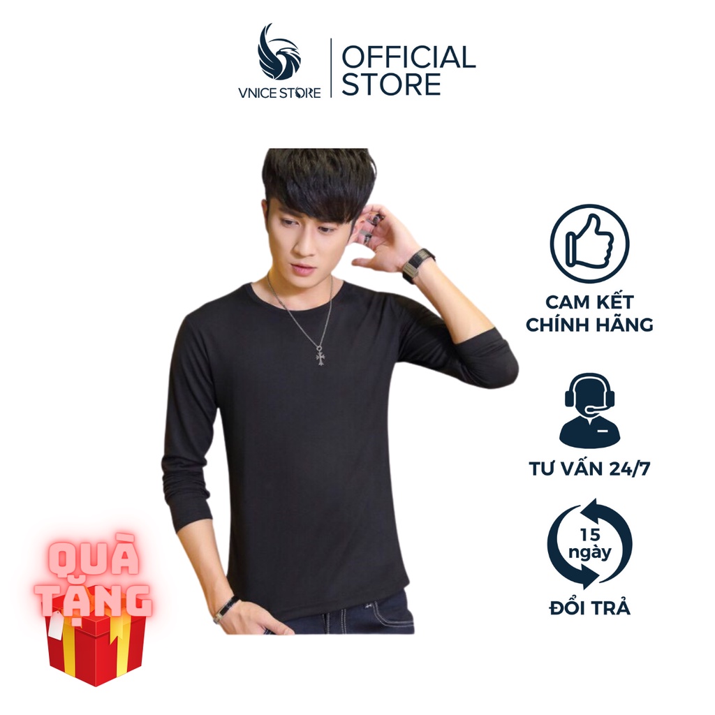 Áo Thun Giữ Nhiệt Nam Tay Dài Cổ Tròn Cotton Thu Đông Giữ Ấm Thể Thao Cao Cấp Màu Trắng Đen Ghi Xanh Than Vnicestore