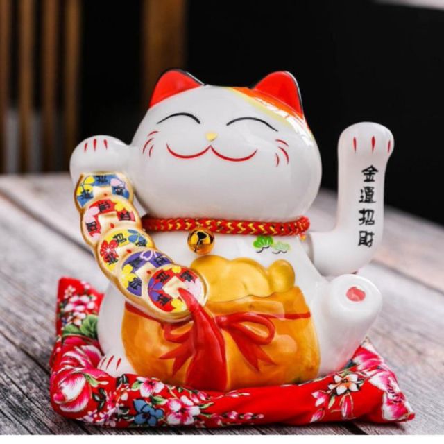 Mèo thần tài. vẫy tay . Chiêu tài dước lộc. thiên kim vạn lượng. Cao 16cm