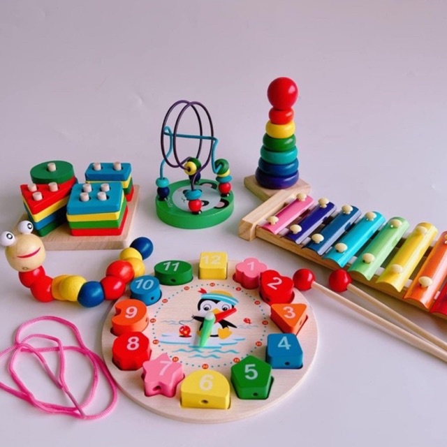 Combo 6 món đồ chơi gỗ Subeokiss an toàn cho bé- phát triển trí tuệ