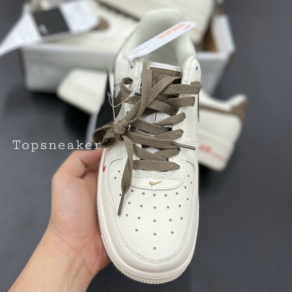 Giày Sneaker AF1 Logo Nâu Giày Thể Thao Nam Nữ Full Phụ Kiện