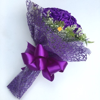 🍀BÓ HOA HỒNG SÁP THƠM MÀU TÍM ( 24 hoa )