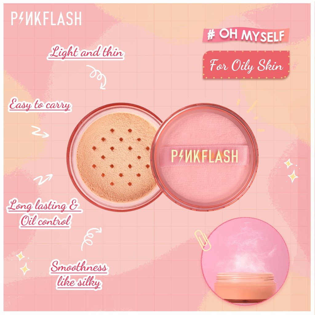 Phấn Phủ PINKFLASH Kiềm Dầu Lâu Trôi 30g