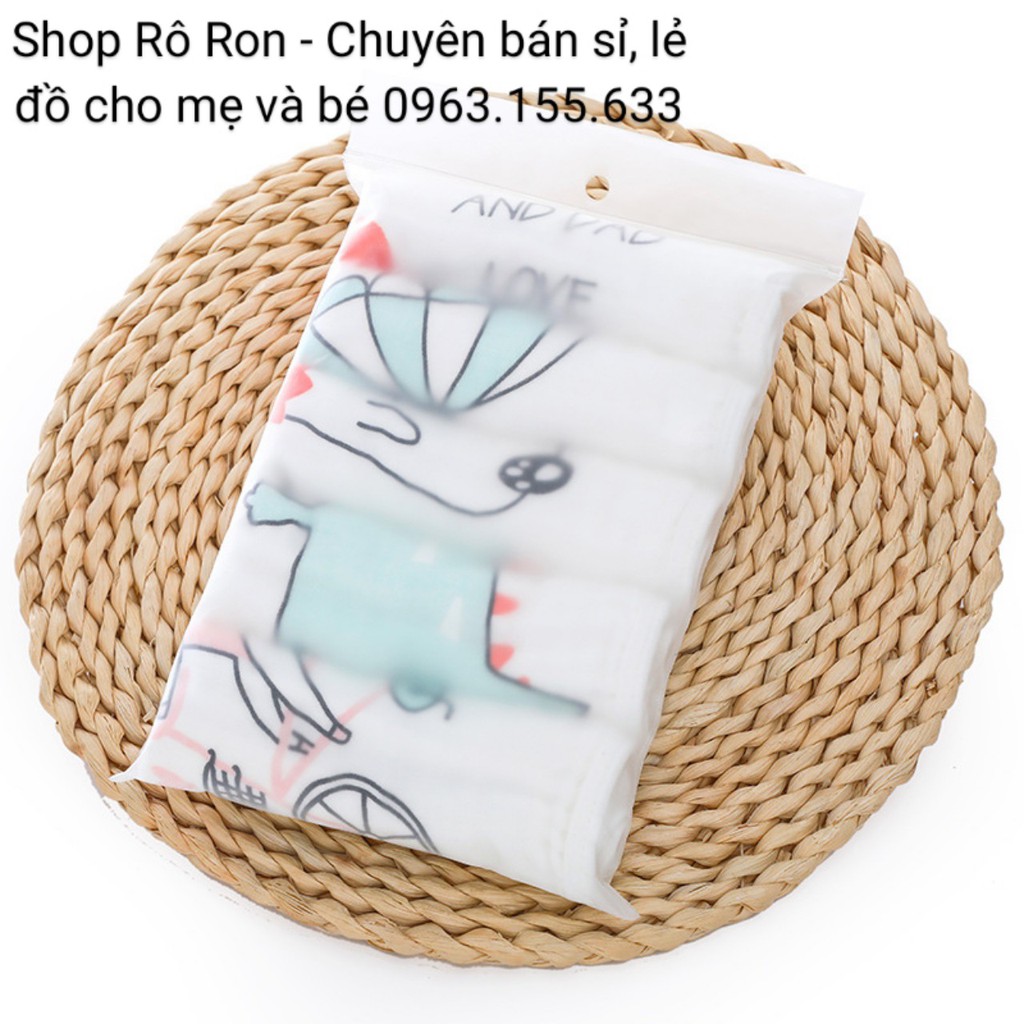 Set 5 khăn xô sữa 6 lớp bo viền KILUTA - Khăn xô sữa Muslin 6 lớp cho bé - Shop Rô Ron