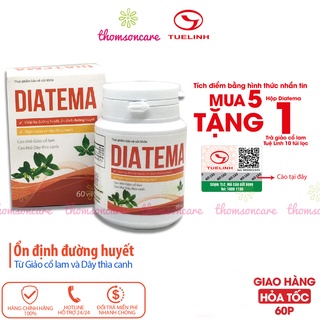 Viên uống cho bệnh tiểu đường Diatema - Chính hãng Dược Tuệ Linh - từ thảo dược Giảo cổ lam và Dây thìa canh