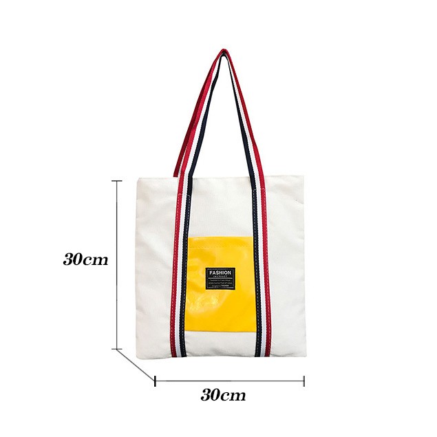 Túi tote đeo vai kẻ sọc táp nhựa da bóng chất liệu xịn 1K03