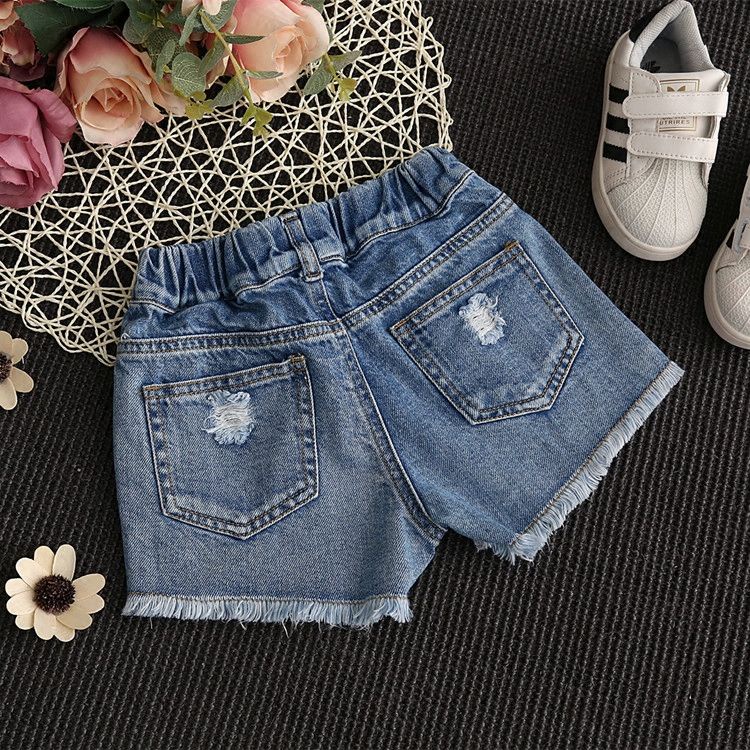 Quần Short Denim Cotton Rách Thời Trang Mùa Hè Phong Cách Hàn Quốc Mới Cho Bé Gái