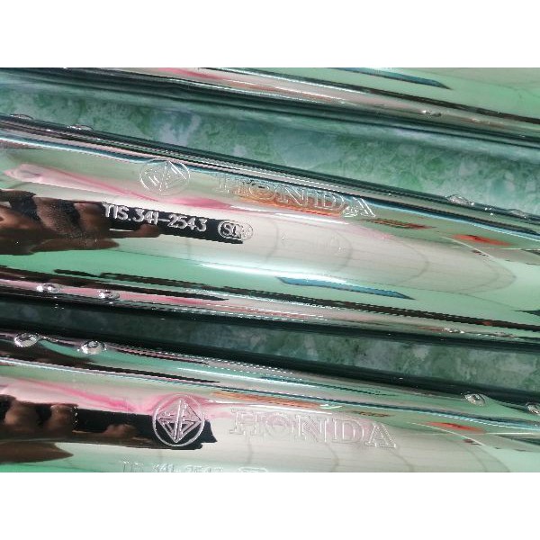 Pô xe máy Wave móc hơi cổ inox khắc chữ gosi