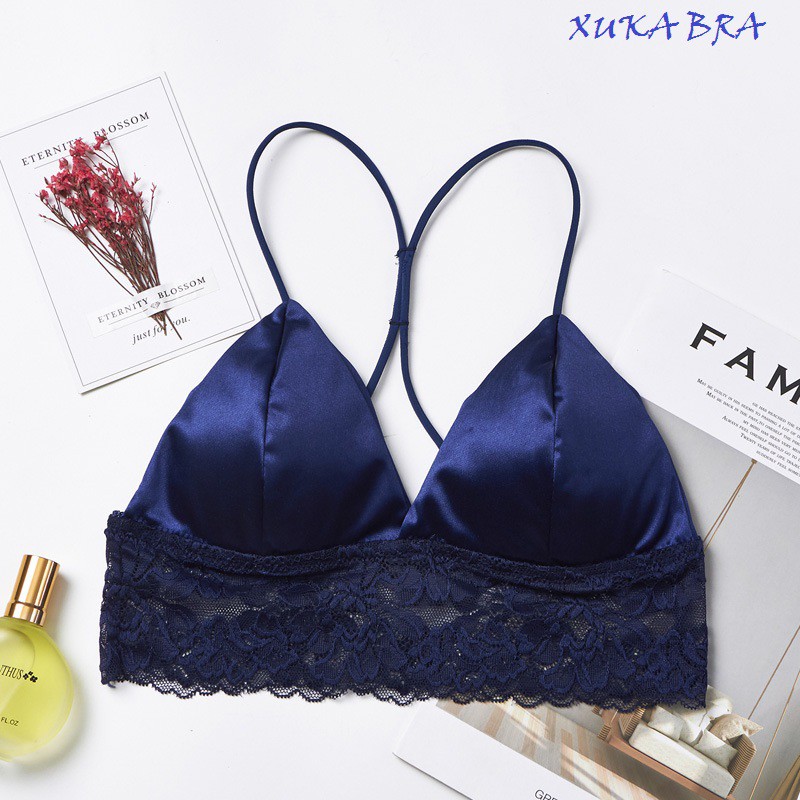 ÁO LÓT NỮ BRA VẢI SATIN PHA REN DÁNG BRALETTE CAO CẤP