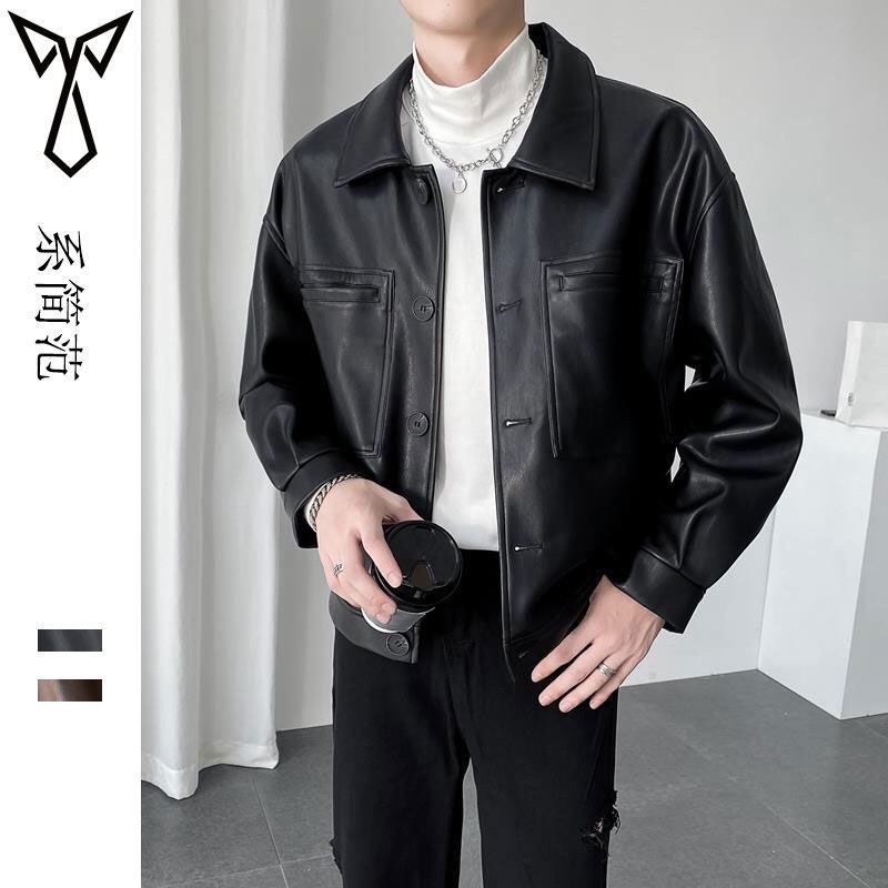 Áo khoác da dáng đứng unisex