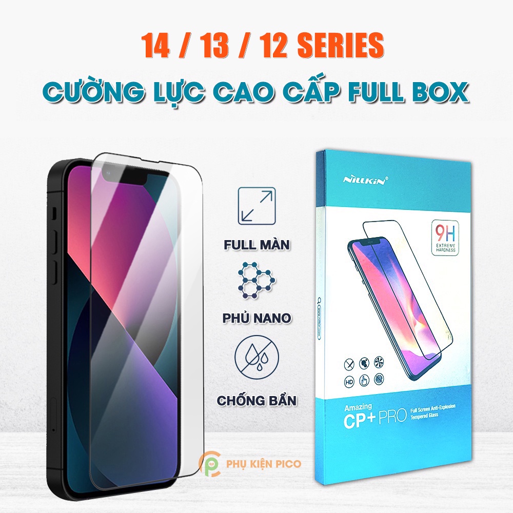 Kính cường lực Iphone 13 Pro / Iphone 14 Pro Max / 12 Mini chính hãng Nillkin CP+ Pro viền đen siêu mỏng full màn hình