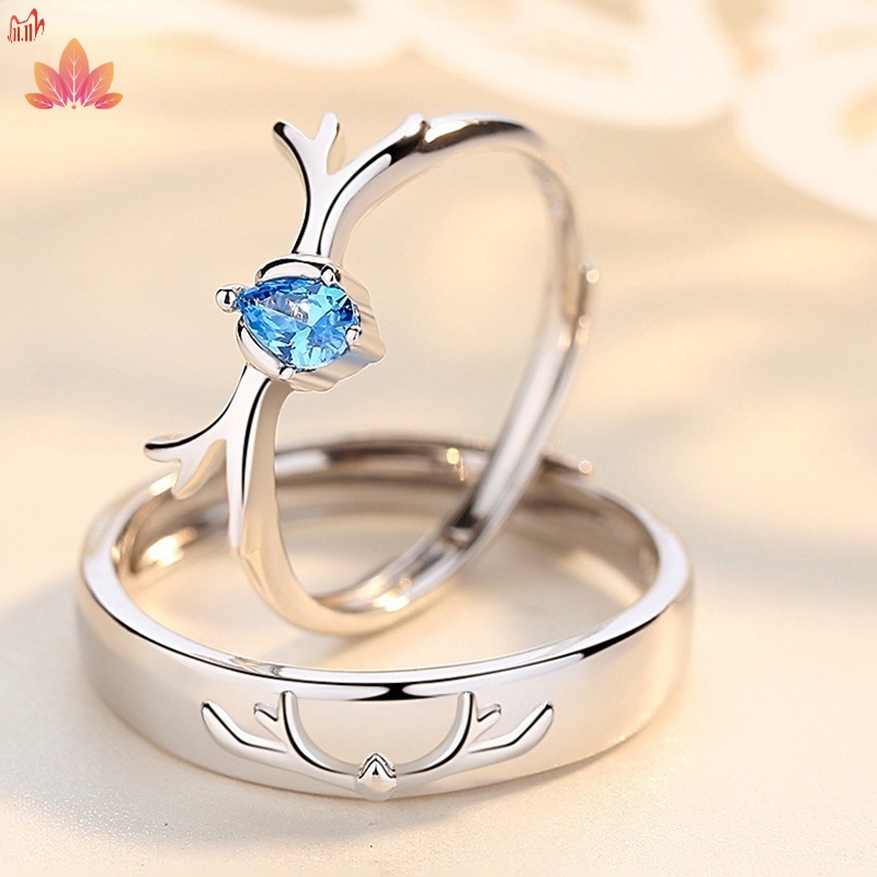 Mới! Bộ 2 Nhẫn Cưới Mạ Bạc Hàn Quốc Có Thể Điều Chỉnh JP5