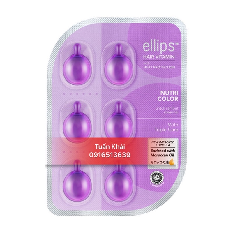 Serum Dưỡng Tóc Ellips Vitamin Hair Vitamin Moroccan Oil - 1vỉ 6 viên