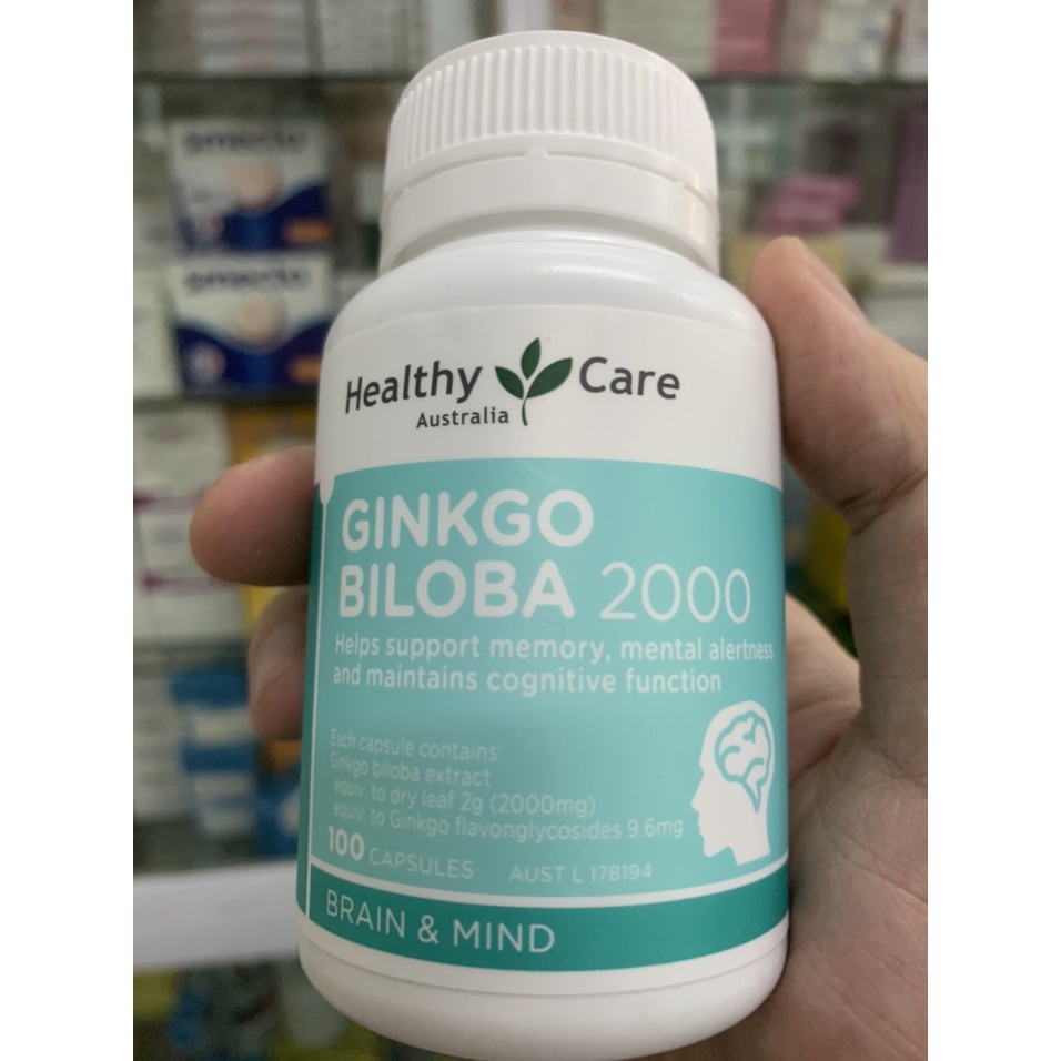 Bổ não [Úc] Healthy Care Ginkgo Biloba 2000mg - 100 viên - Bổ não , lưu thông mạch máu , giúp giảm chóng mặt