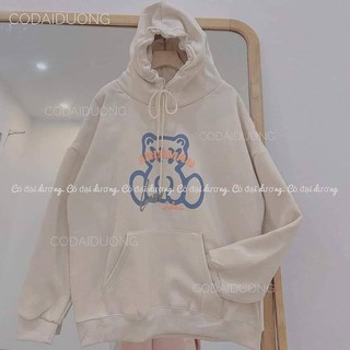 Áo nỉ hoodie gấu trắng unisex freesize dưới 65kg