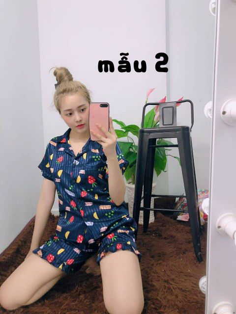 Bộ Lụa Gấm quần đùi có túi quần