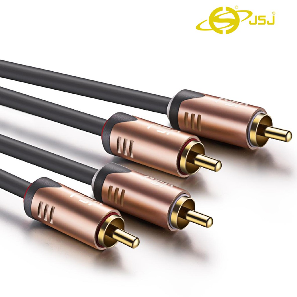 Combo 2 dây tín hiệu 4 đầu bông sen (AV/RCA) JSJ 4422 dài 1.8m - 5m thiết kế nâng cấp mạ vàng, chống nhiễu cực tốt