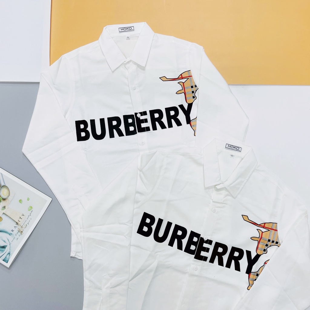 Áo sơ mi dài tay trắng BURBERRY form rộng đẹp lụa mát cổ bẻ che nút hàn quốc MEMOTOP