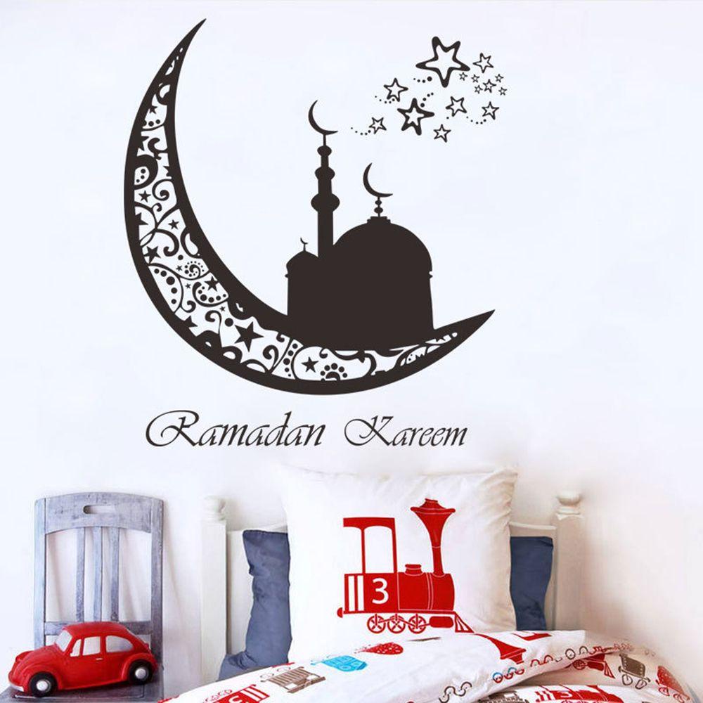 Decal dán tường Họa Tiết Mặt Trăng Ngôi Sao Hồi Giáo Trang Trí Cho Nhà