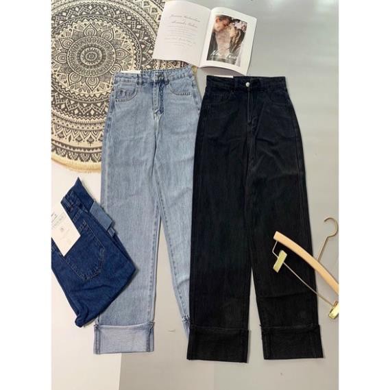 Quần Jeans Ống Suông Gập Gấu - Hàng Quảng Châu  [ẢNH THẬT]