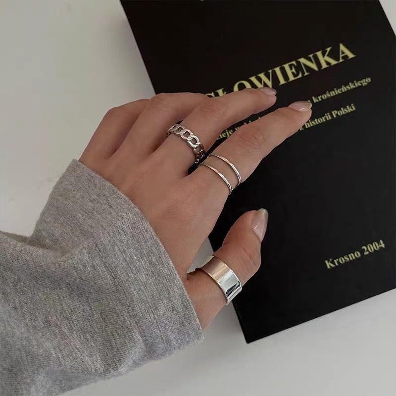 Ins Normcore Style Ring Women's Korean-Style Student Minimalist Adjustable Trendy Index Finger Ring Nfc Hip Hop Non-Fadi