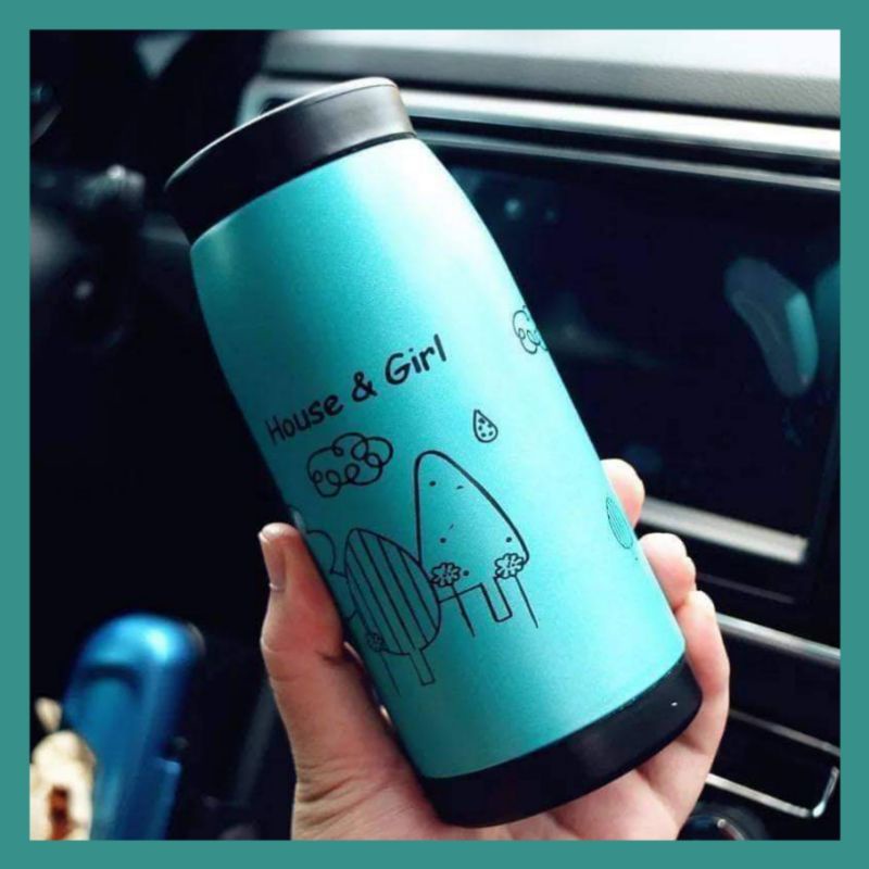 Bình giữ nhiệt nhập khẩu Hàn Quốc, in hình hoạ tiết trẻ trung, dung tích 500ml, giữ nhiệt lên đến 24 giờ