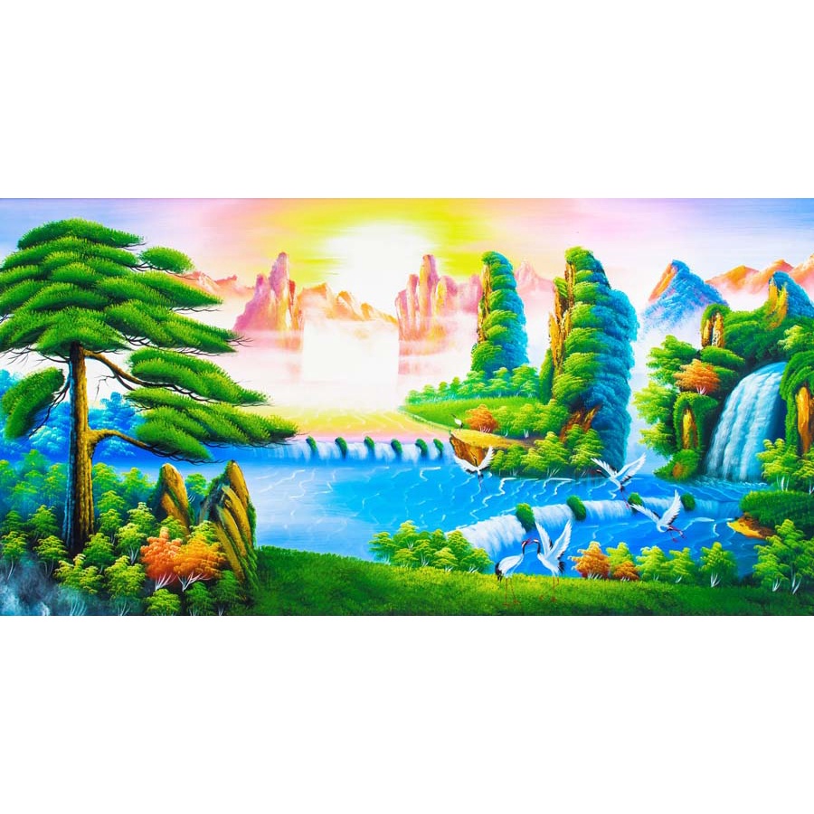 Tranh Dán Tường 3D Phong Cảnh Đồng Quê Yên Bình PHONG CẢNH HỮU TÌNH