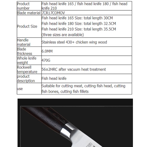 Dao làm cá Deba kiểu Nhật Bản hàng nội địa Trung Quốc lưỡi dày 4.5-5mm