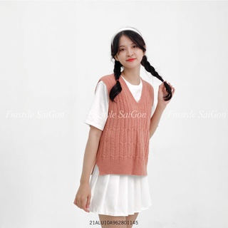 Áo len gile nữ cổ tim dày dặn xinh xắn dễ phối đồ thời trang ulzzang Hàn Quốc VM Shop 21ALU10A962801