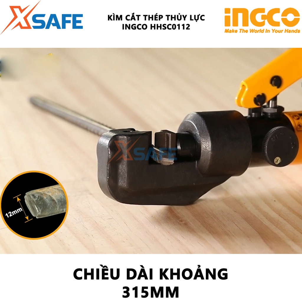 Kìm cắt thép thủy lực INGCO HHSC0112 thiết kế nhỏ gọn lực cắt 45kN, hỗ trợ cho việc uốn cáp