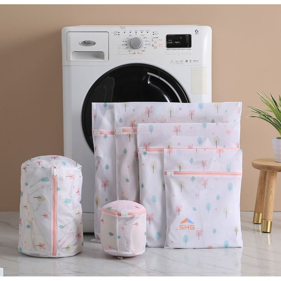 Túi giặt đồ cao cấp 2 lớp dày dặn họa tiết, túi lưới giặt quần áo, áo ngực, quần lót, vớ có khóa kéo chắc chắn