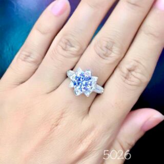 Nhẫn bạc hột trắng cao