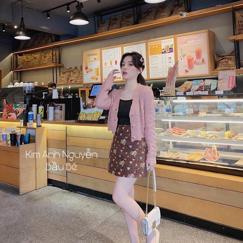 SÉT ÁO CALIGAN CV HOẠ TIẾT HOA ❌HOT HIT❌