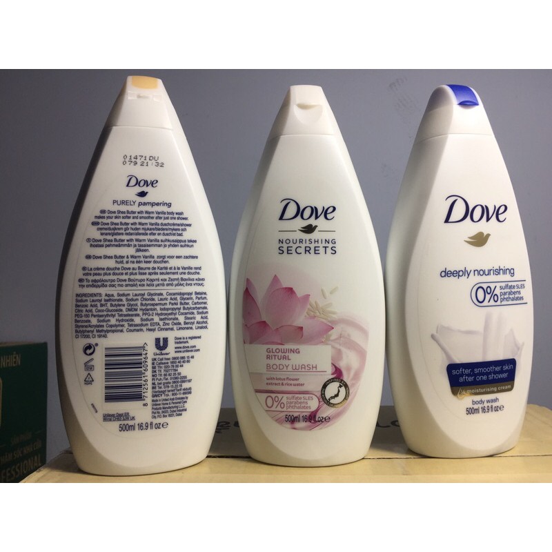 Sữa tắm DOVE Dưỡng Ẩm Mềm Mịn Da CHÂU ÂU 500ML