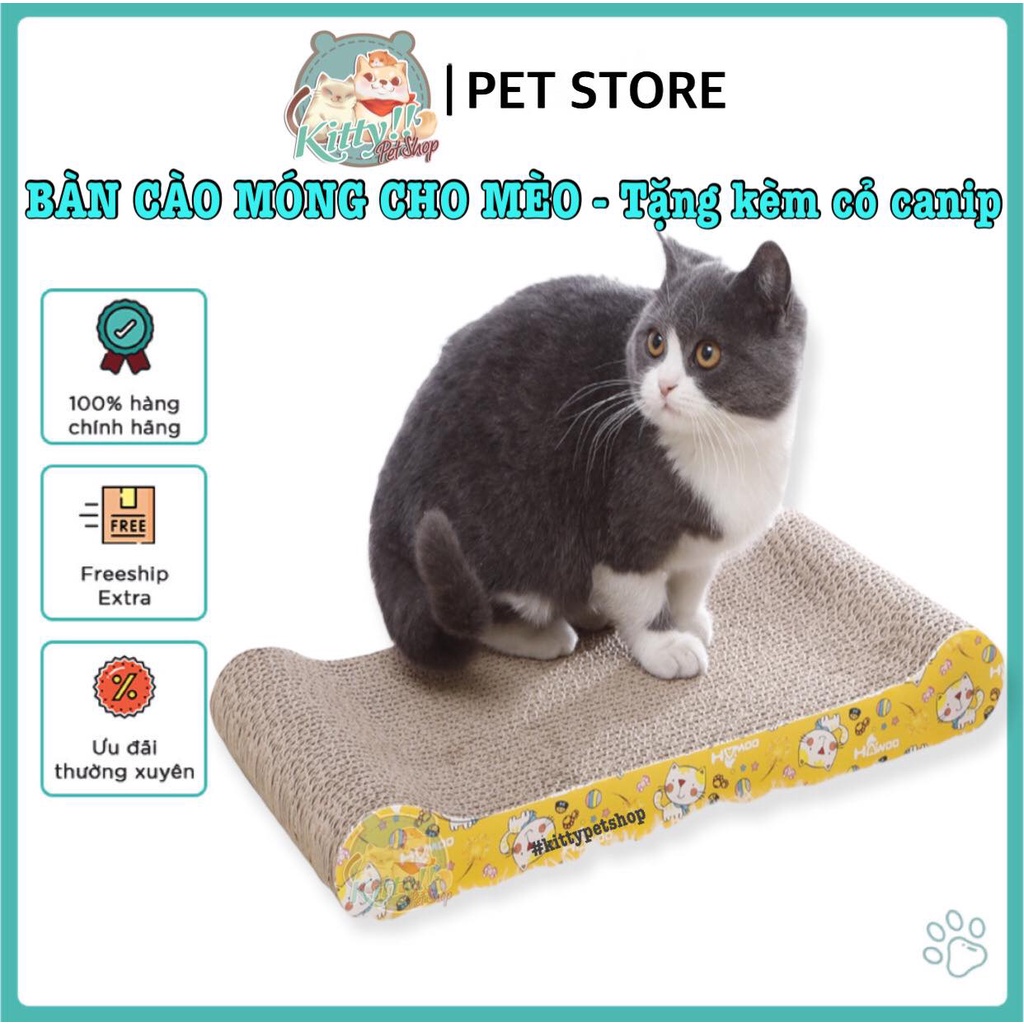 Bàn cào móng giấy dành cho mèo tặng kèm cỏ canip - phụ kiện thú cưng, bàn cào móng cho mèo - Kitty Pet Shop