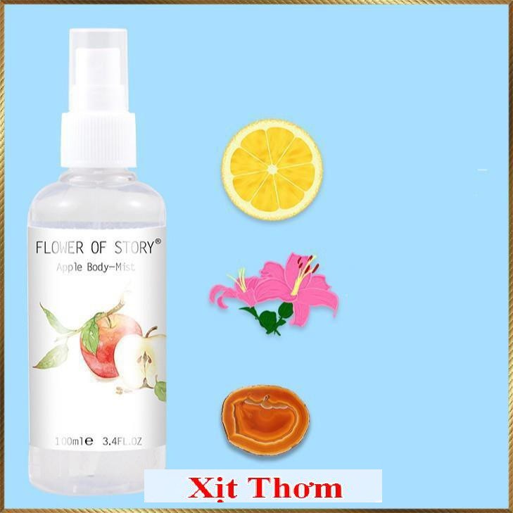 Xịt thơm 2in1 body và xịt thơm phòng Flower Of Story 100ml hương hoa quả ht9