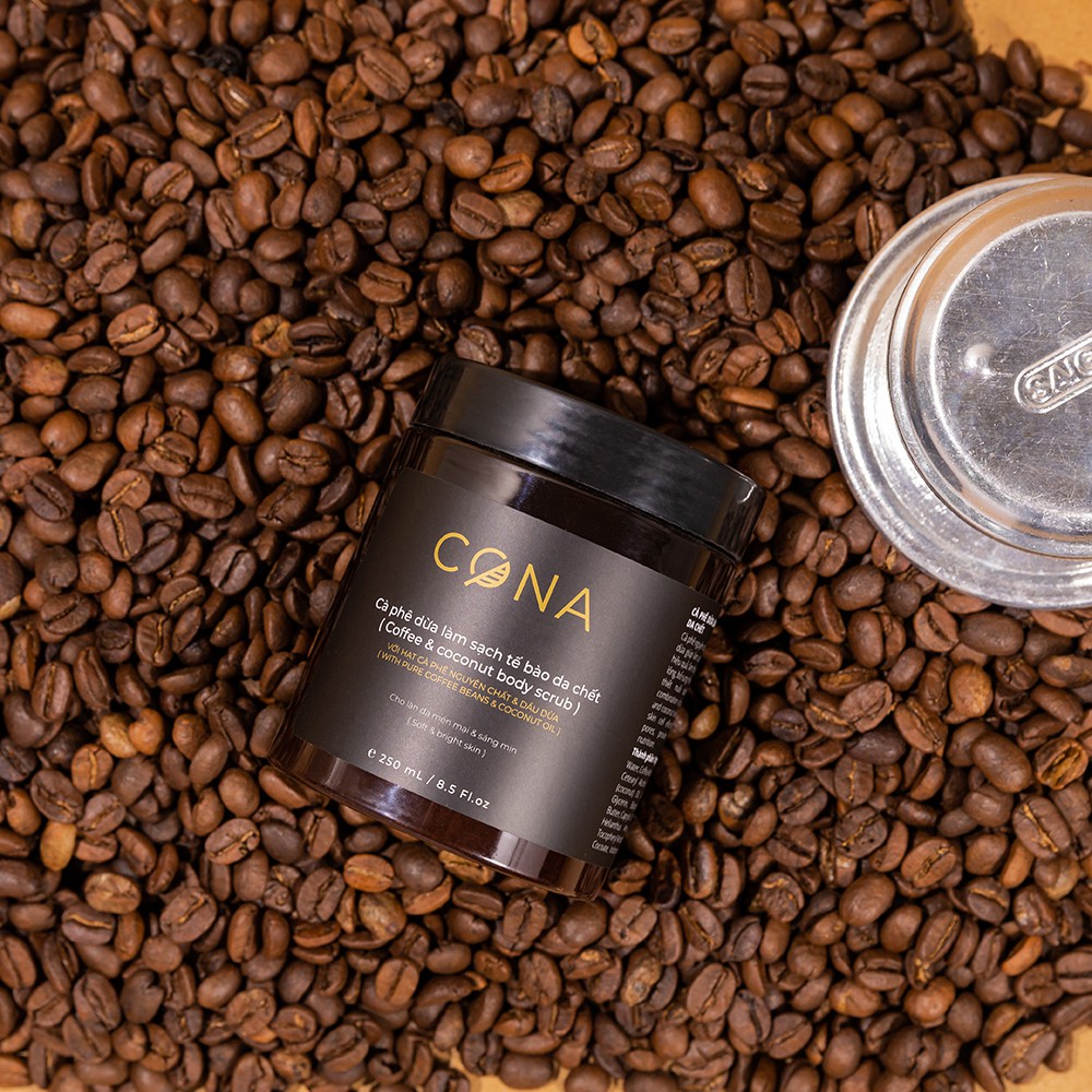 Cà phê dừa làm sạch tết bào da chết body Cona 200ml giúp da sáng mịn, đều màu