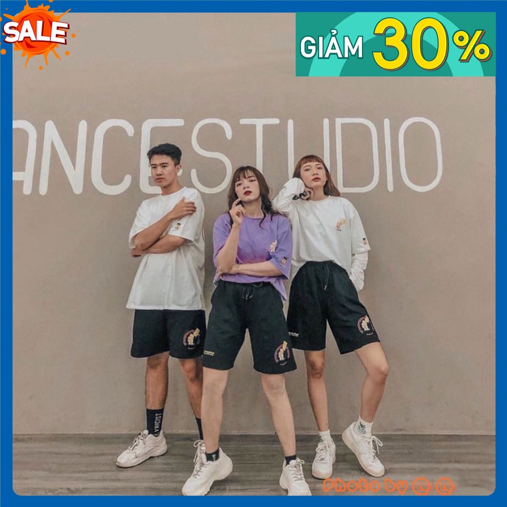 Quần short ống rộng Unisex Nam Nữ cạp cao lưng thun