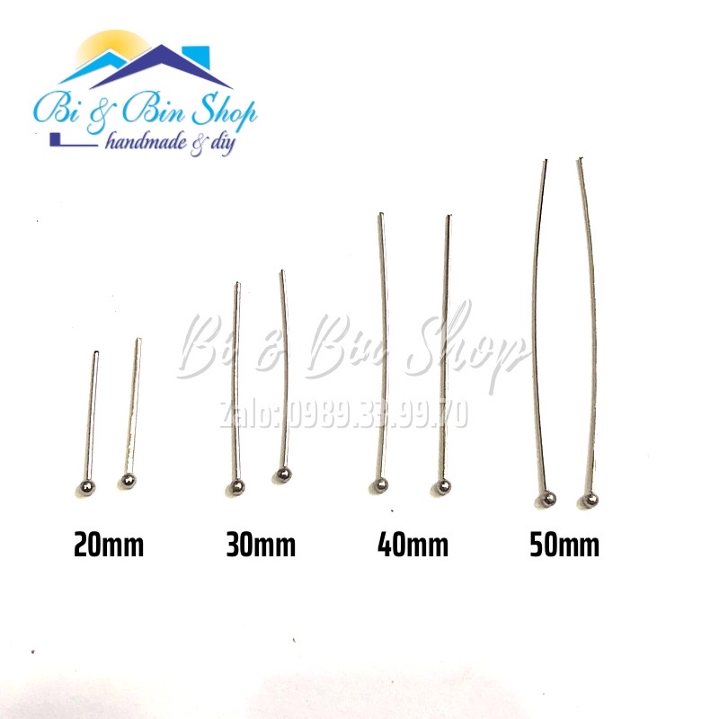 20 Cái Đinh Xỏ Inox Đế Hạt Tròn Dùng Làm Trang Sức Handmade