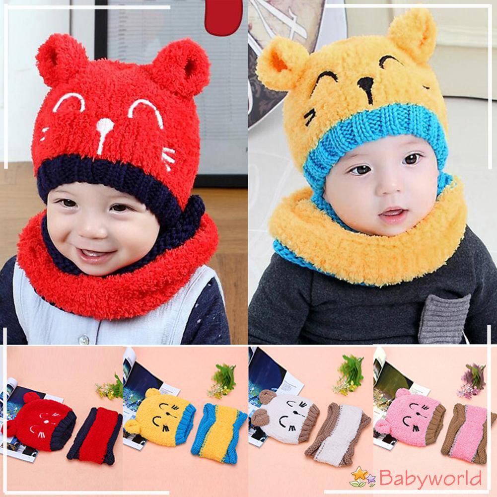 Set khăn choàng và nón giữ ấm mùa đông kiểu dáng xinh xắn dành cho các bé